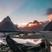 Sunset at Milford Sound, New Zealand